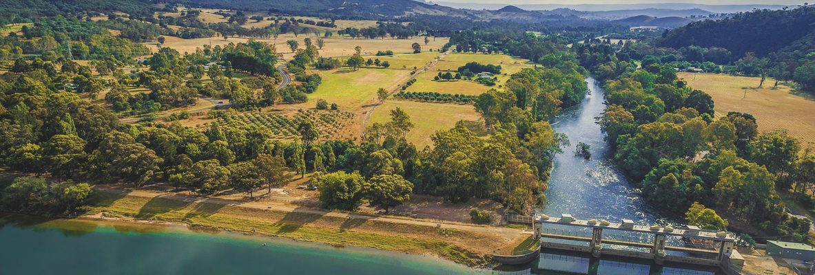 Aerial view of Lake Eildon and Goulburn river. Melbourne, Australia
