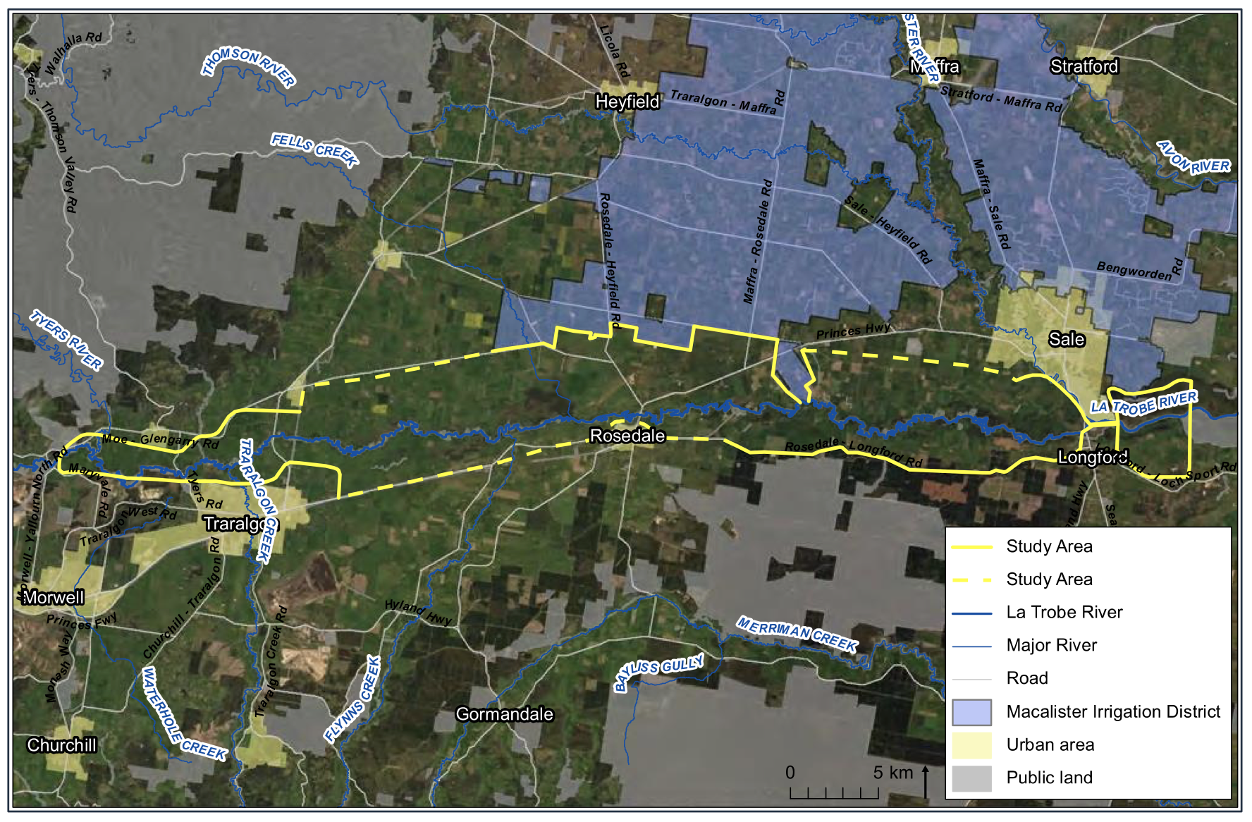 Map of the study area for irrigated agriculture for Phase 3 of the Southern Victoria Irrigation Development project