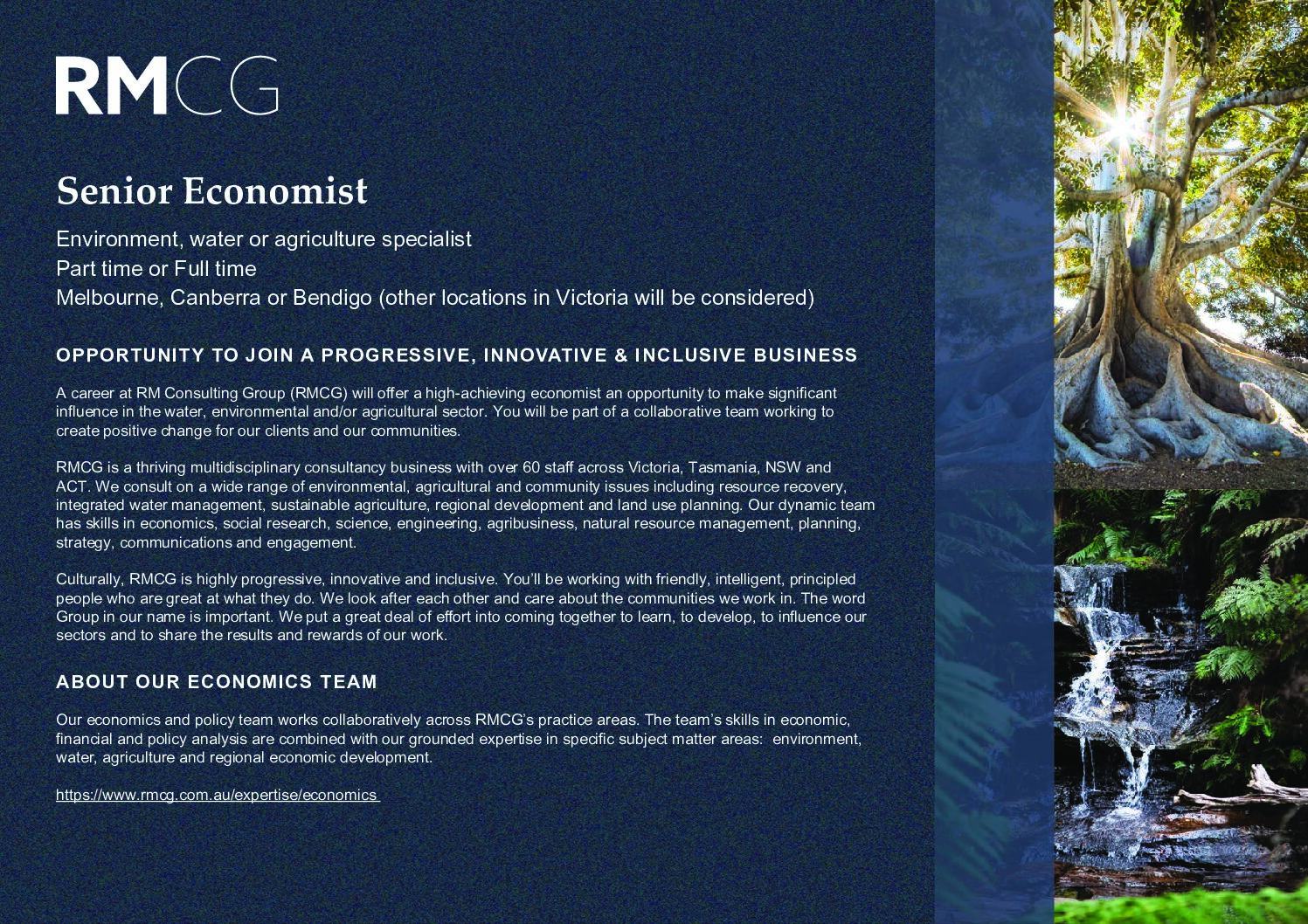 Senior Economist – Environment, water or agriculture specialist